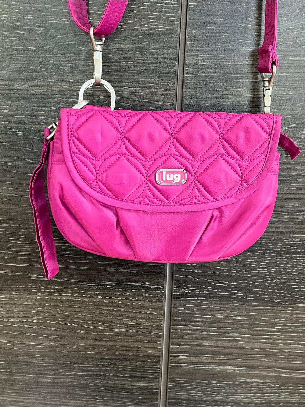 New Lug Signature Mingle Fuchsia Crossbody Bag
